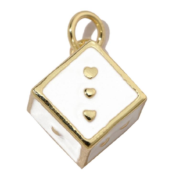 Pack of 3 Heart/Horseshoe/Dices Poker Card Pendants Accessories for Necklace and Earrings Copper Jewelry Components