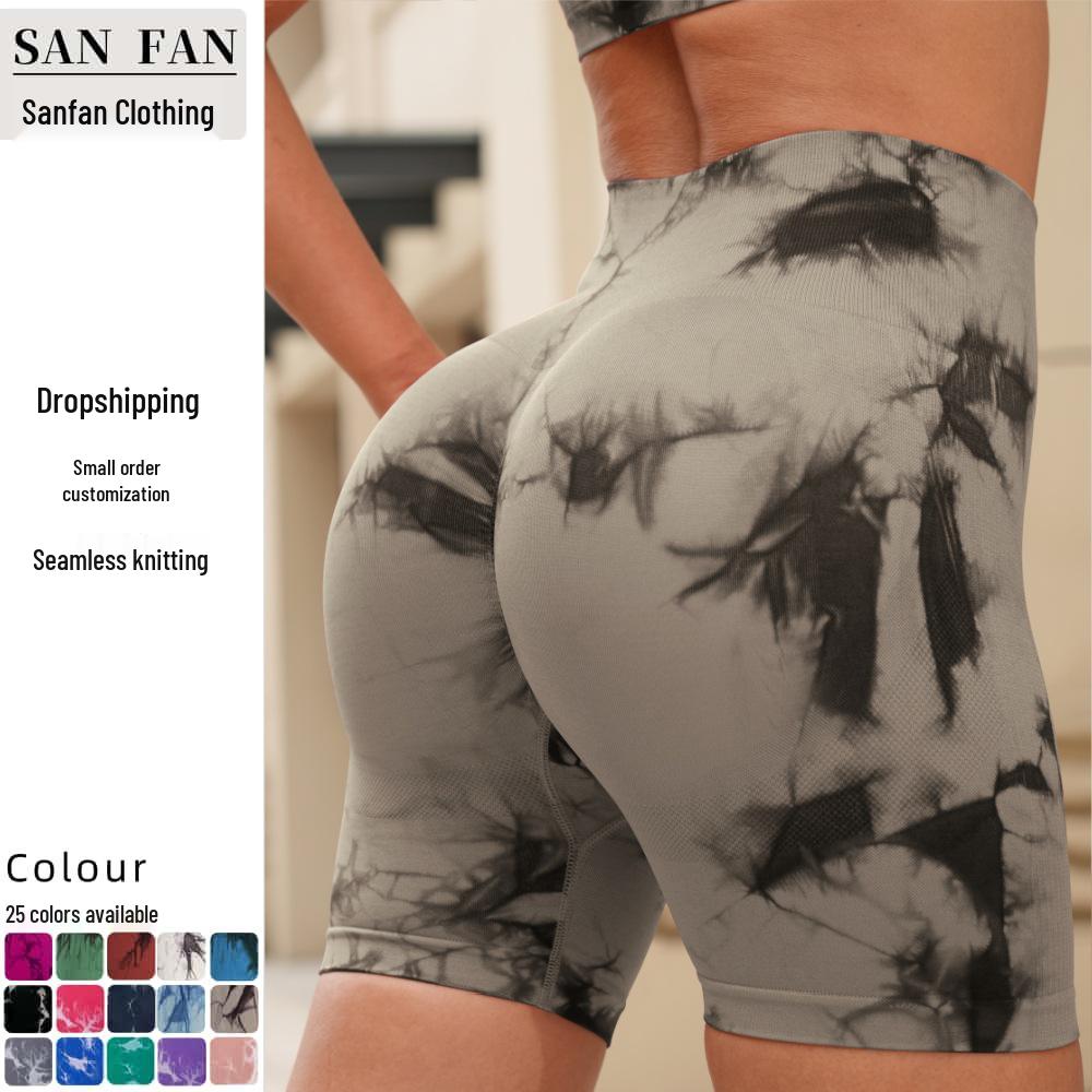 High Waist Tie-Dye Yoga Shorts for Women - Tummy Control & Butt Lift, Sports Fitness Style