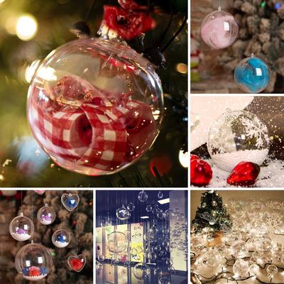 100x8cm Plastic Clear Ball Empty Baubles Christmas Party Hanging Ornament Gift