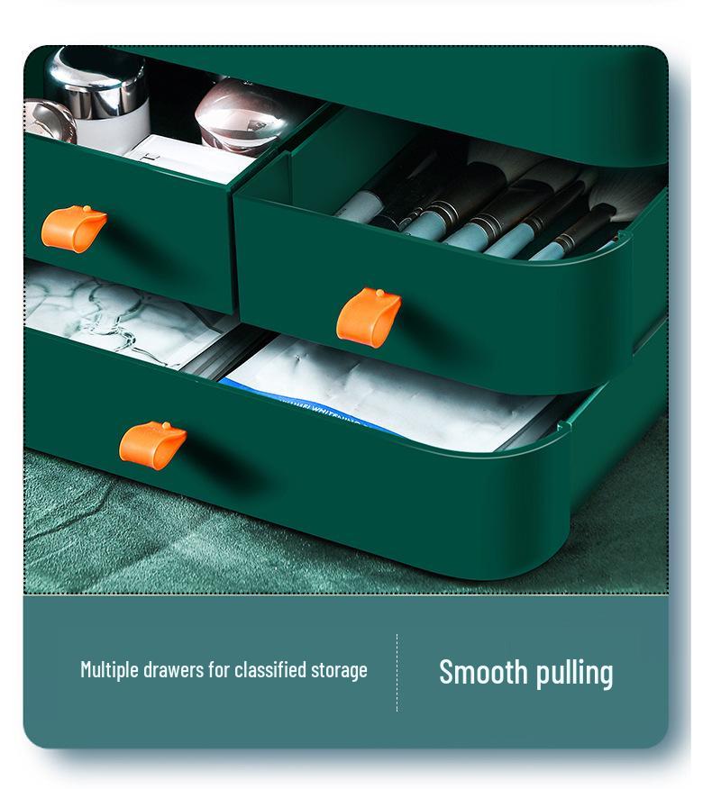 Large Capacity Multi-Layer Cosmetic Organizer: Dustproof Skincare & Lipstick Storage Box with Drawers for Desktop Dressing Tables