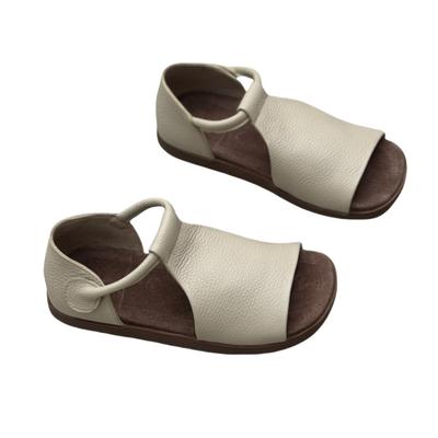 GKTINOO Genuine Leather Peep Toe Flat Sandals 2025 Summer New Retro Handmade Cowhide Soft Sole Solid Color Women's Shoes