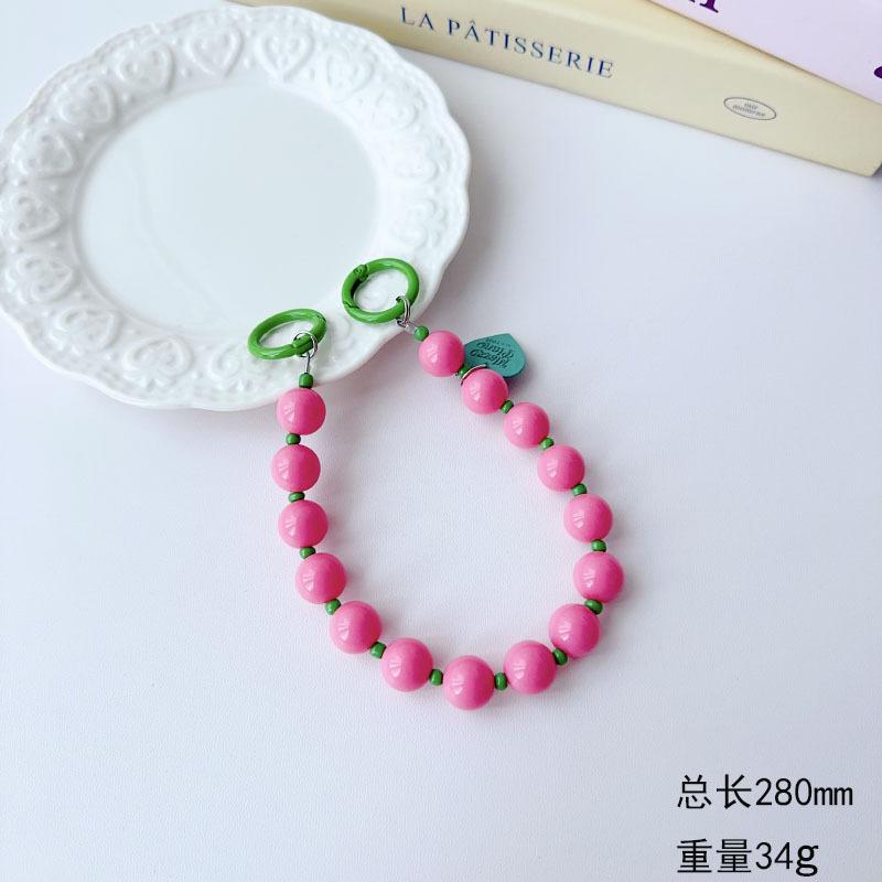Korean and Japanese Style INS Solid Color Beaded Chain Phone Case Lanyard Handheld Wrist Strap Pendant Decoration Universal Phone Case