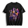 Cool Trendy Chinese Style Girl Group Print T-Shirt Anime Girl Loose Casual Top For Teens Pure Cotton T-shirt