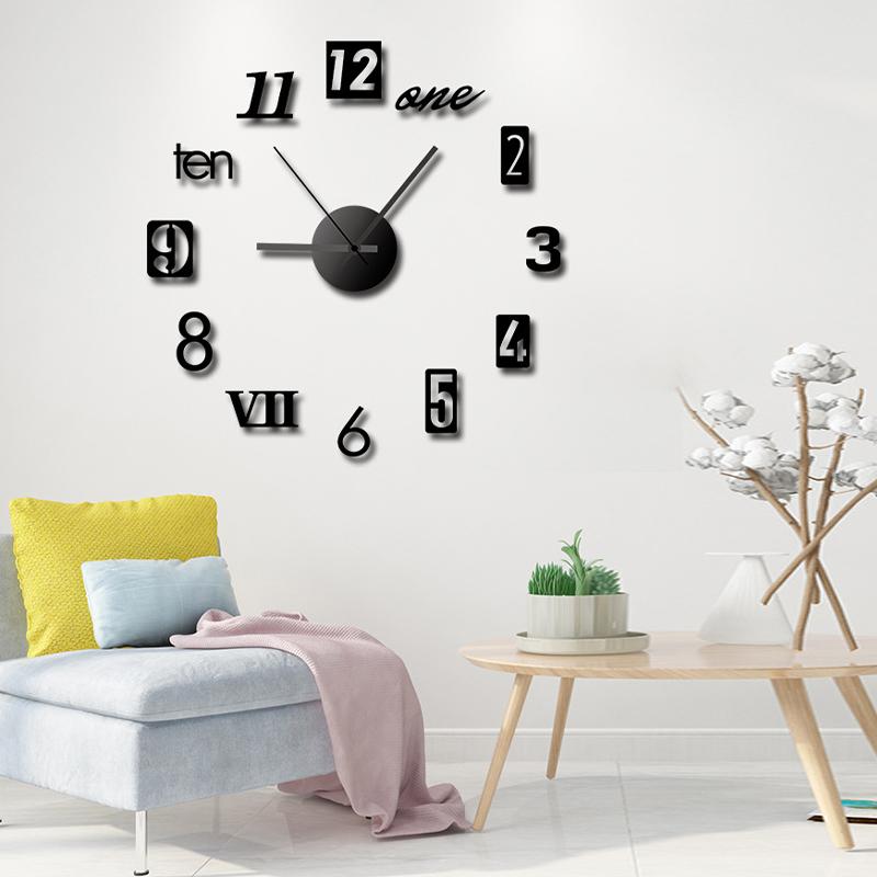 European Diy Creative Clock Simple Wall Clock Wall Punch-Free Living Room Home Bedroom Wall Sticker Silent Clock