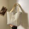 Ins Canvas Bag Women'S  Korean Style Casual Striped Handbag Large Capacity Class Commuting Shoulder Bag