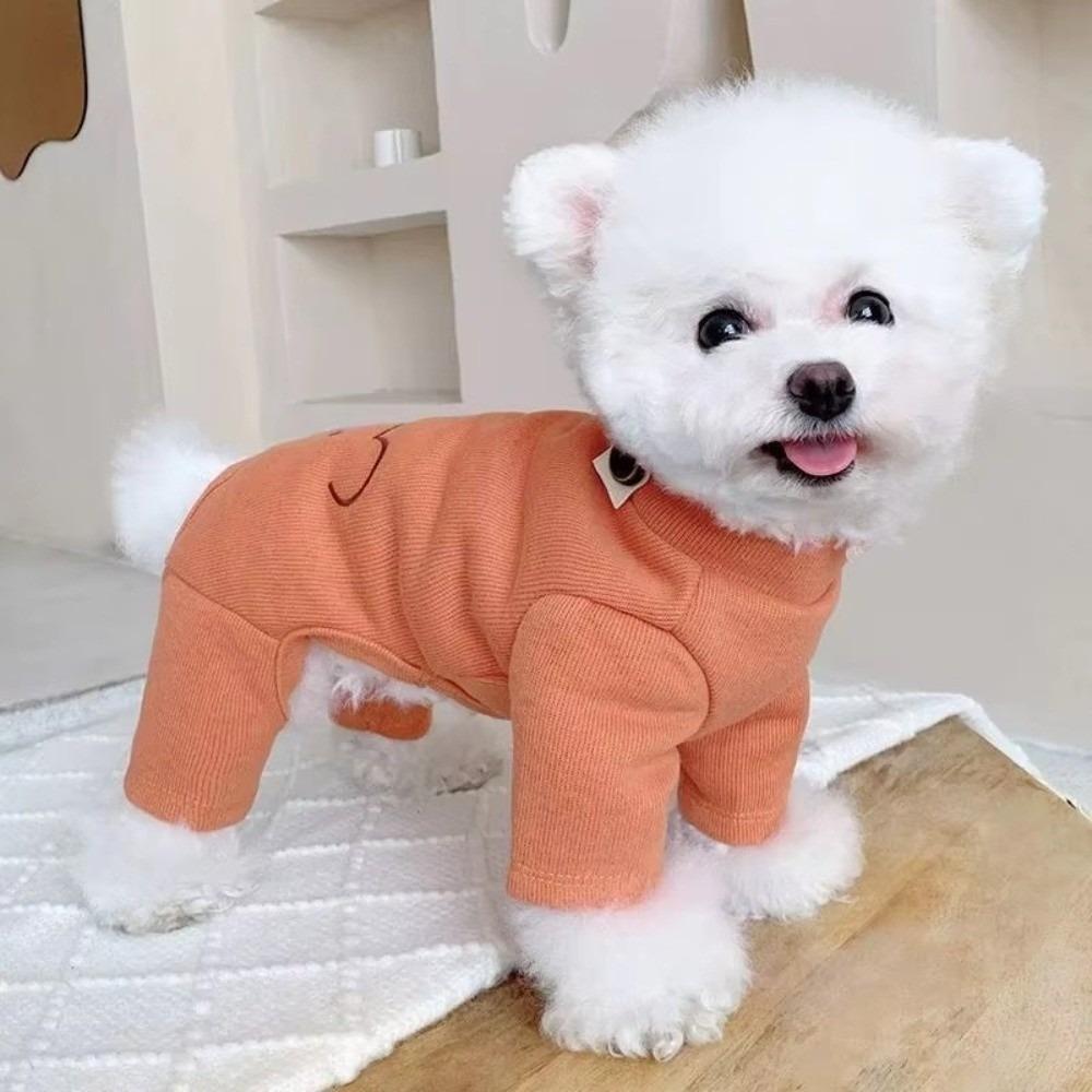 

Fashion Teddy Bear Pet Four Legged Clothes Base Shirt Schnauzer Cat Spring Jumpsuit Coat Dog Pajamas Puppy Clothes Small Dog M помаранчевий