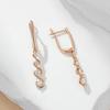 Unique Design Natural Zircon Long Drop Earrings For Women Fashion  Rose Gold Color Daily Fine Jewelry Crystal Gift