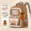 Shool Backapck 10pcs Sets Bag LABUBU Schoolbag Children's Primary School Students Grade 1-6 Backpack To Reduce The Burden On The Backpack