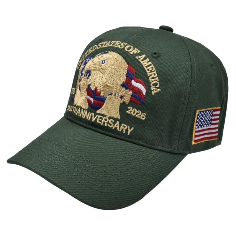 

USA 250th Anniversary Baseball Cap - Eagle & Liberty Design, Embroidery Hat for Men Women, Adjustable Adjustable& 8Y темно-зеленого
