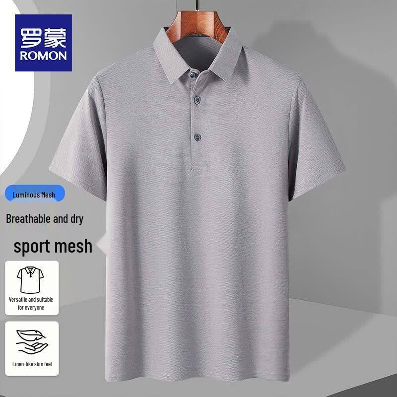 ROMON Men's 2026 Summer Business Casual Solid Polo Shirt