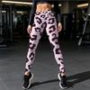 High Waist Yoga Leggings,Pink Leopard Print,Stretch Fabric,Slim Fit,Fitness Workout Pants For Gym Sport