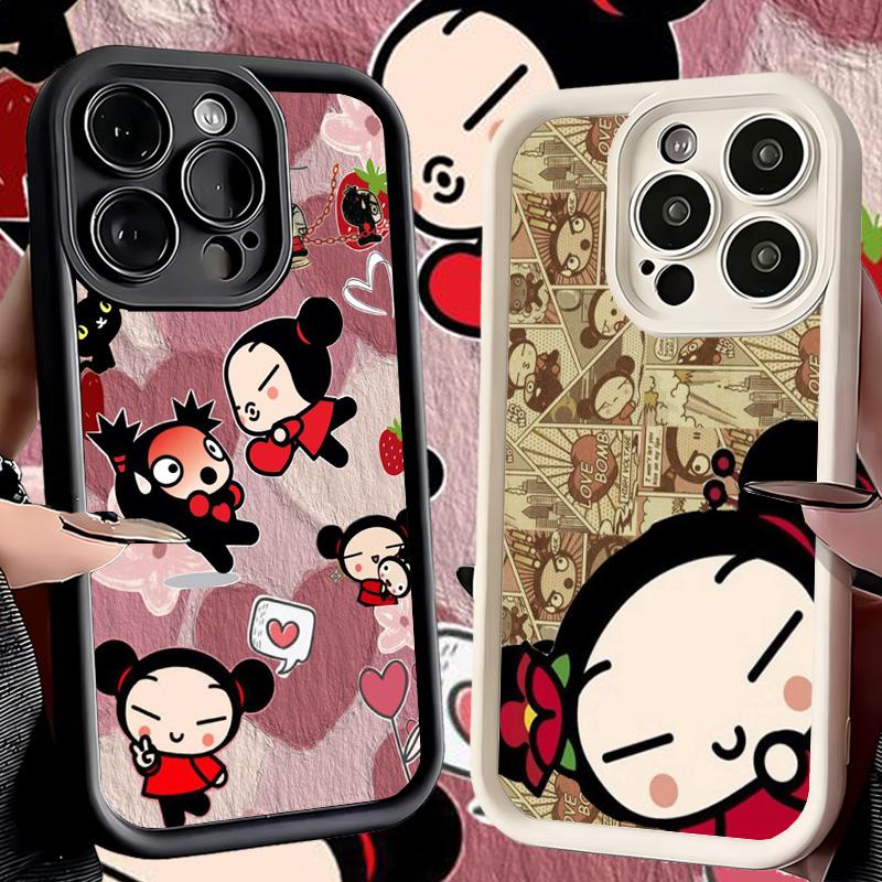 Phone Case for iPhone 17 Air 16E 15 16 Pro Max Cartoon Cute Pucca Garu Cover 14 Plus 13 12 Mini Soft Shell Silicone Fundas