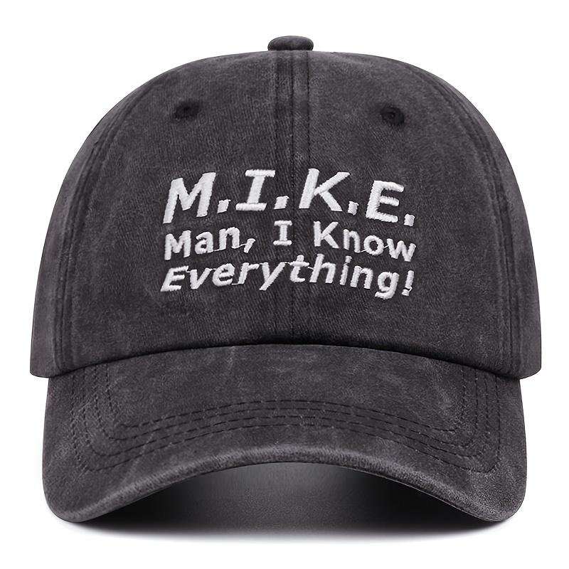 MIKE I Know Soft-Top Baseball Cap Washed Denim Look  Casual Outdoor Sports Hat for Men Black with  Adjustable Fit