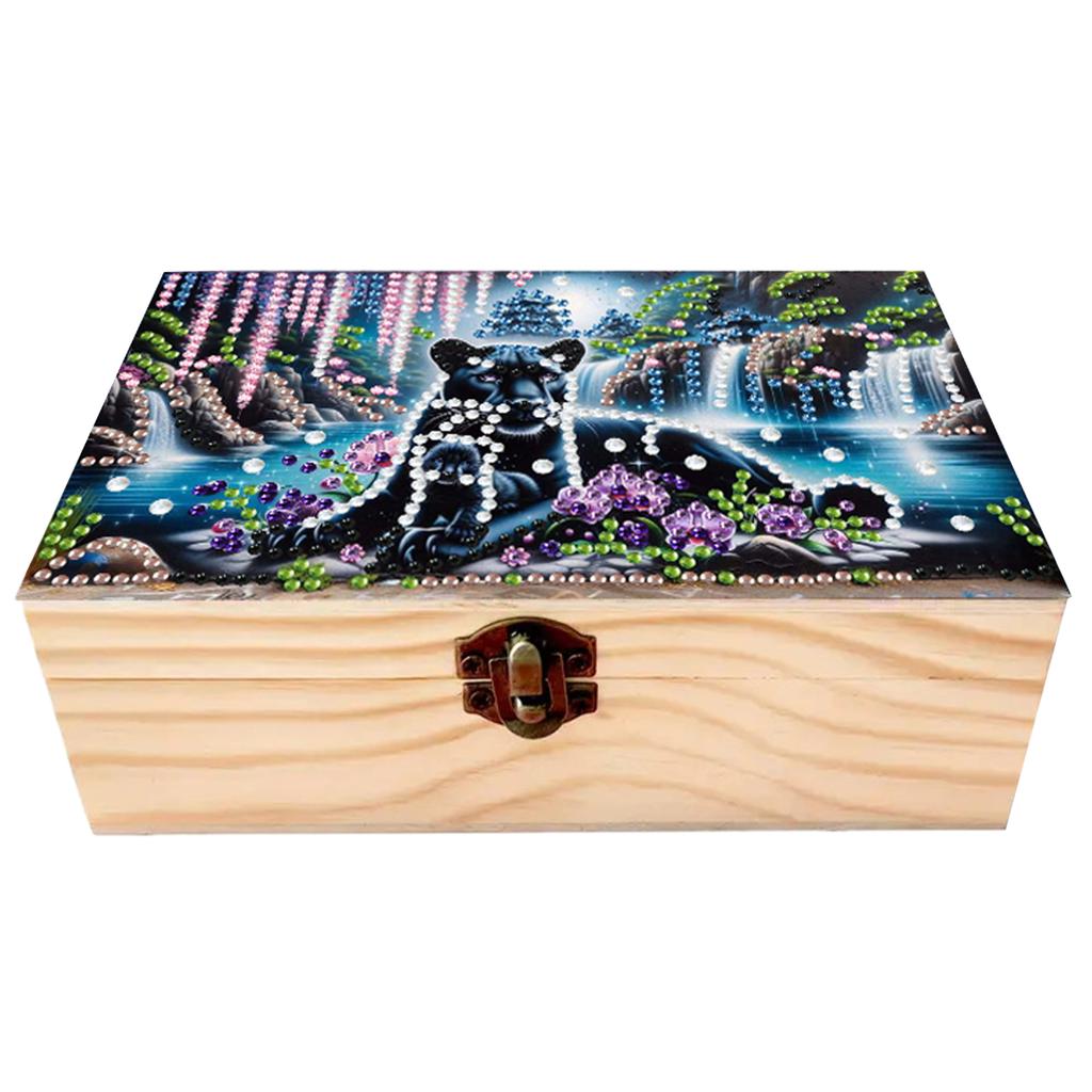 5D DIY Diamond Art Wooden Rhinestones Decorative Storage Box Crystal Storage Case Kit for Home Car Desk Decoration Craft