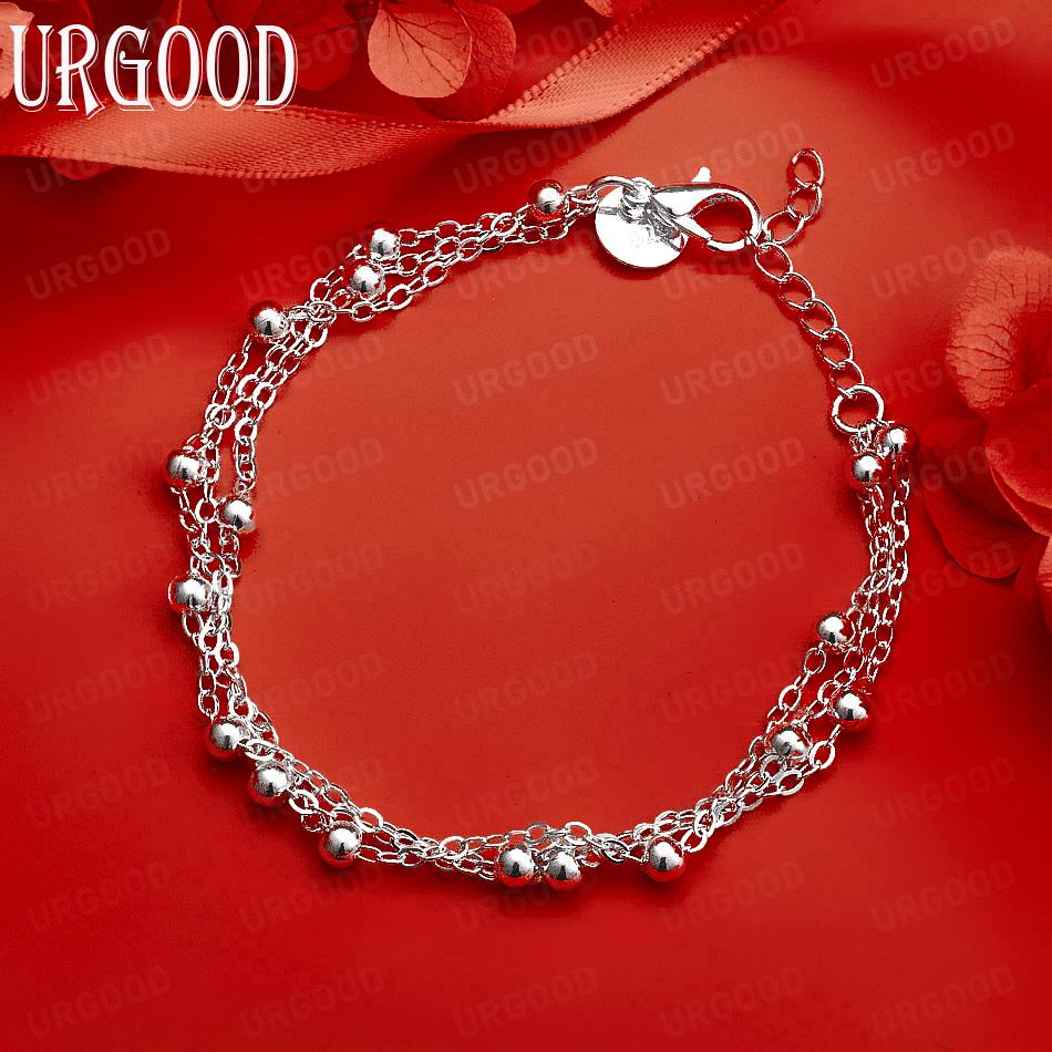 925 Sterling Silver Fashion Side Chain Beautiful Bracelet Gift Jewelry 20CM