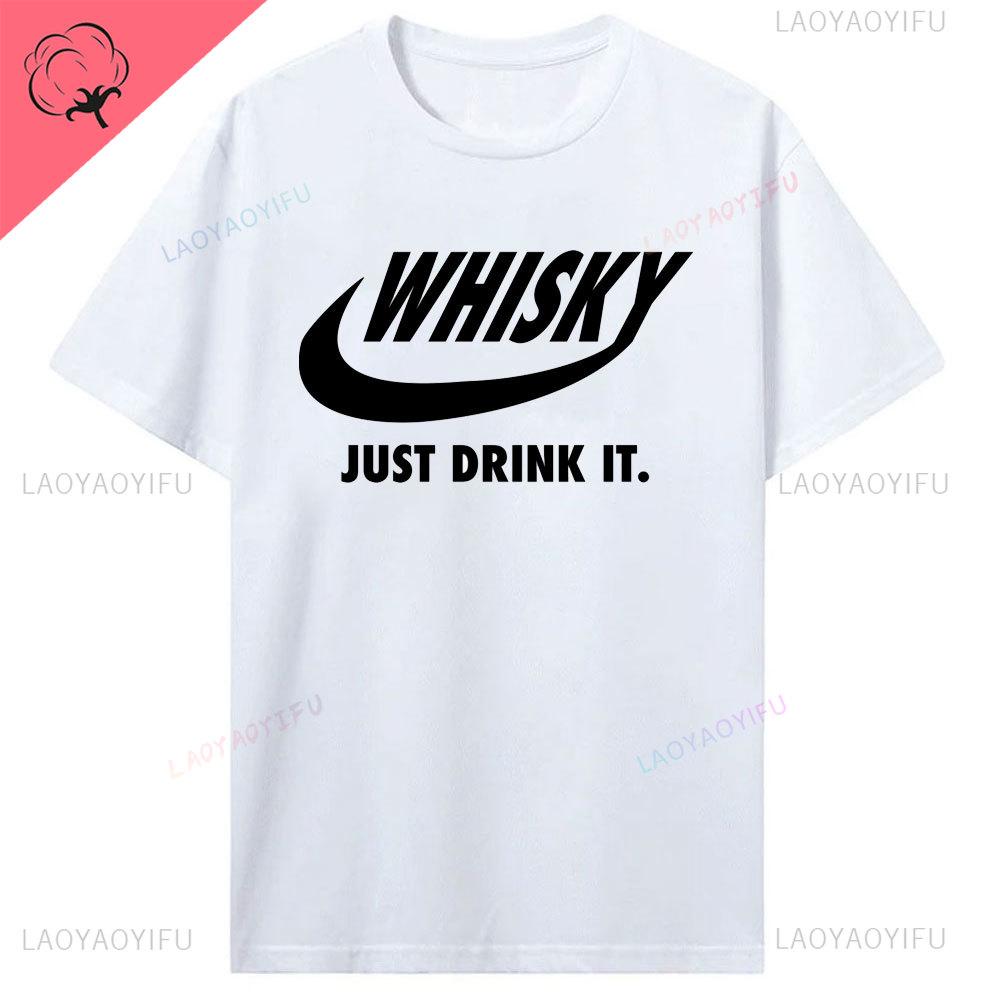 Sommer Heißer Verkauf Neuheit Trinken Whisky T Hemd Unisex Lustige Kurzarm Mode Hip Hop Baumwolle Crewneck Whisky Druck Unisex T-Shirt