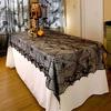 Rectangular Polyester Lace Tablecloth Black Spider Web Table Topper 48x96 inch