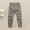 Men Cargo Pants Loose Button Zipper Closure Solid Color High Street Style Straight Leg Pockets Streetwear