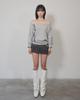 Yeolin Double Line Boat Neck T-Shirts (M Gray)