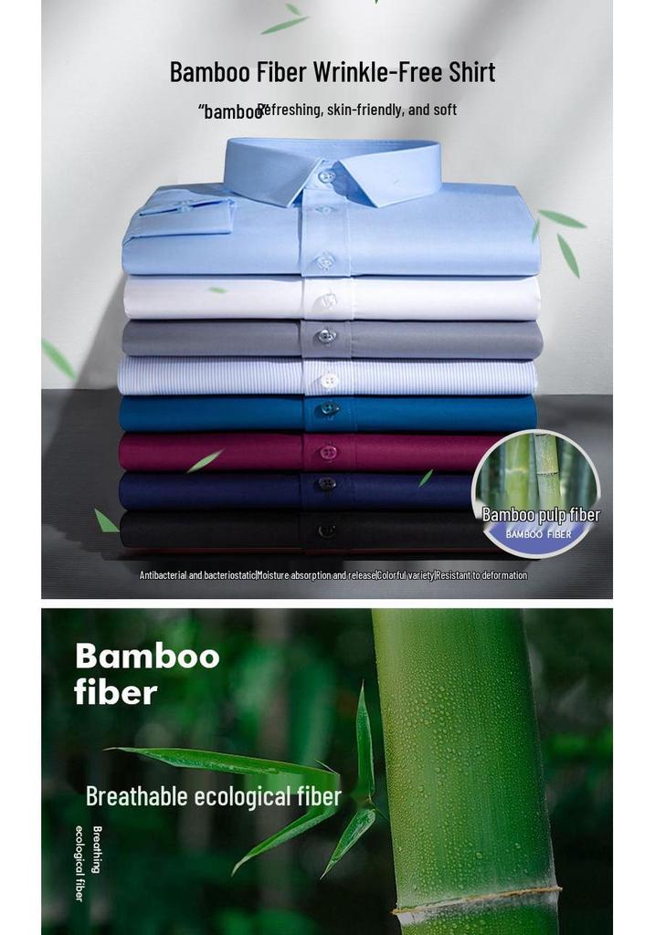 Men's Bamboo Fiber Stretch Business Casual Long Sleeve Shirt