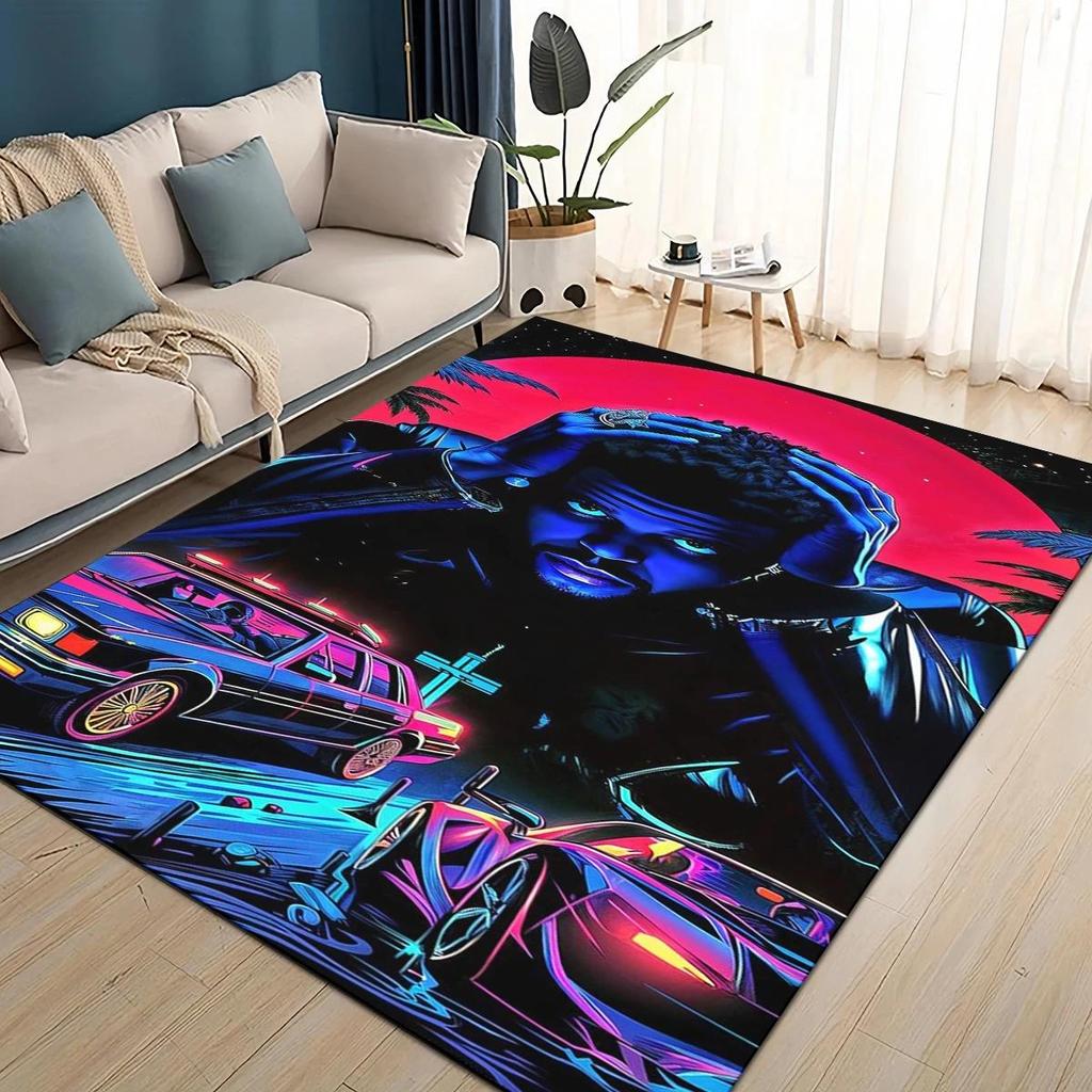 TAPPETO 3D THE WEEKND,XO Alternative R&B Abel Tesfaye per Soggiorno Camera da Letto Casa Decorazione Divano, Tappetino Antiscivolo per Bambini