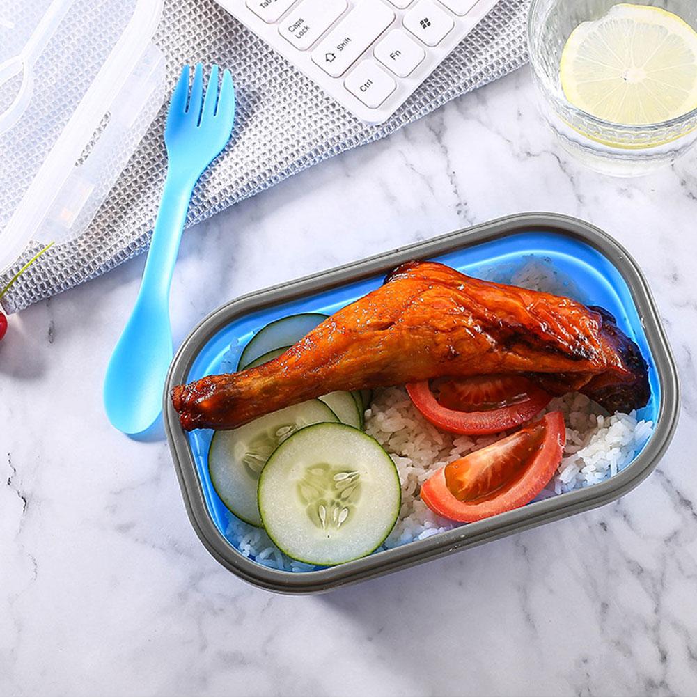 800ml Portable Silicone Folding Lunch Box Bento Boxes Food Container for Outdoor Travel Picnic