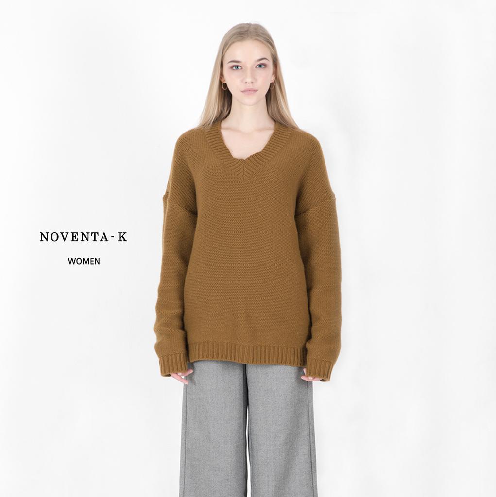 NOVENTA-K V-Neck Reverse Knit Caramel