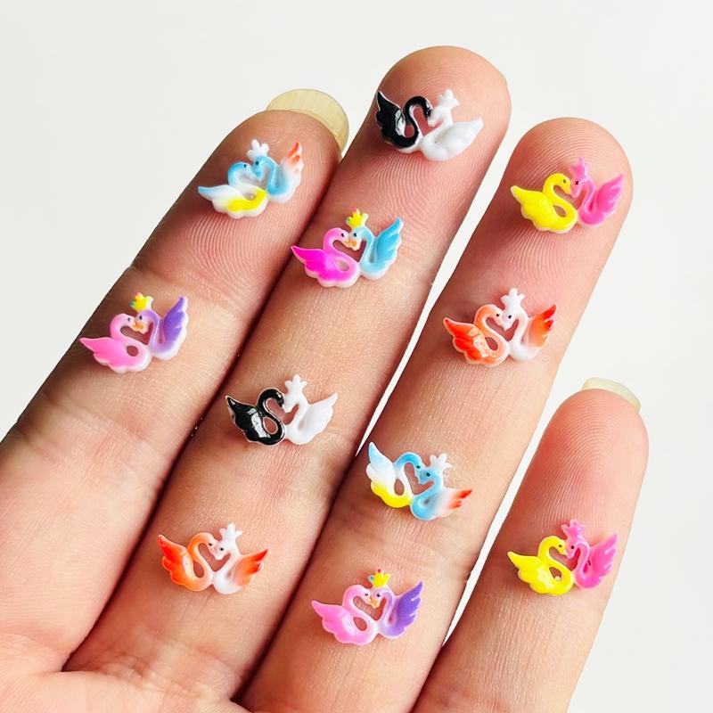 

55 Pieces Of Resin Cartoon Swan Rhinestone Decoration Diy , Suitable For Nail Art And Valentine S Day Jewelry Production A148