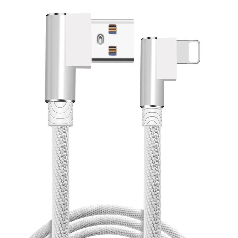 90° Dual-Elbow Fast Charging Cable for Mobile Gaming - Compatible with Apple, Type-C, and Android Devices
