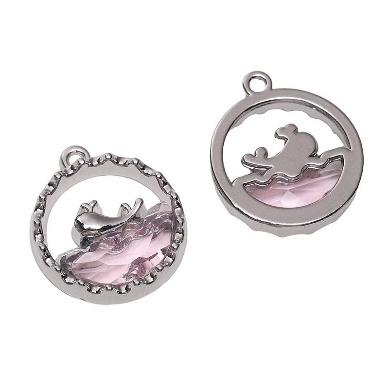 1pc/bag Alloy Inlaid Glass Pendant DIY Bracelet Necklace Earrings Jewelry Accessories