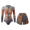 Women's Long Sleeve Sun Protection Bikini Set with European & American Style Shorts