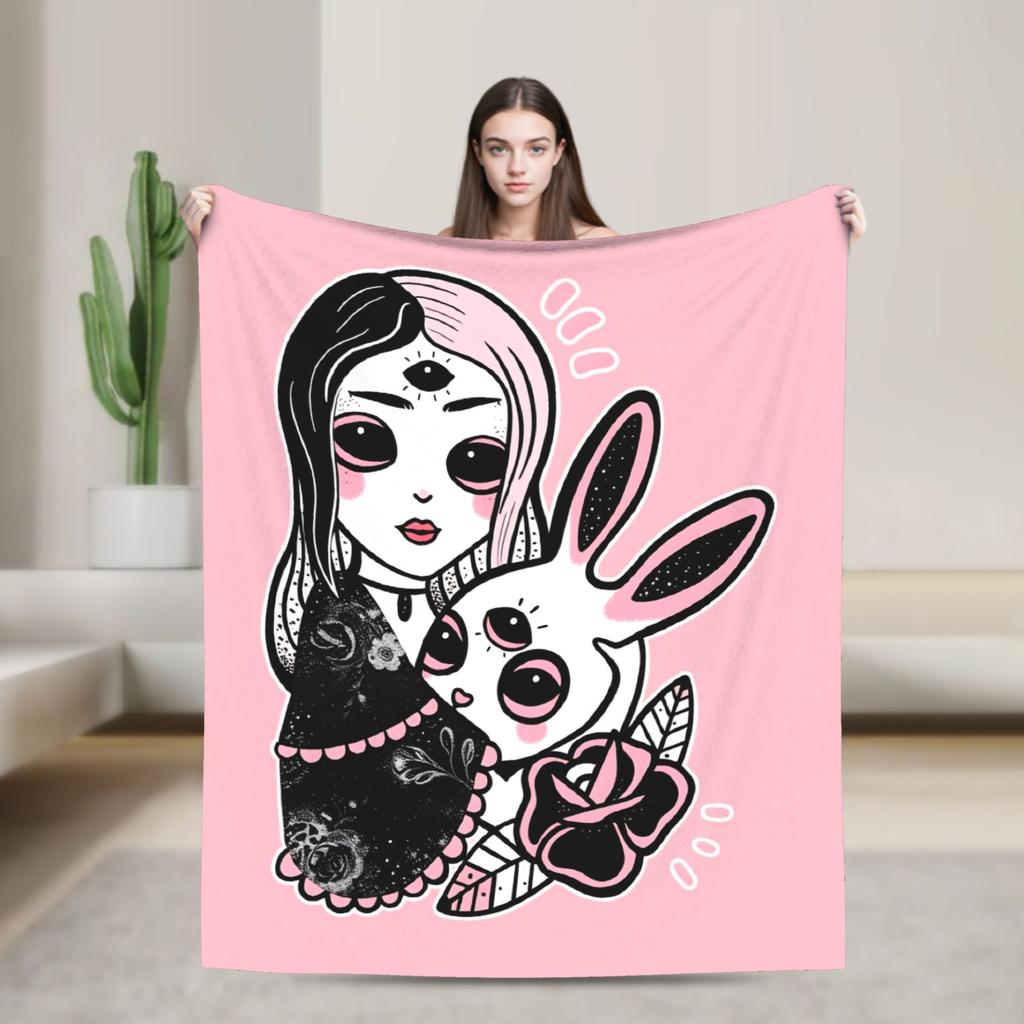 Dark Alice Madness Returns Game Blanket  Super Warm Novelty Plush Bedding Throws Home Decor Flannel Bedspread Bed Cover
