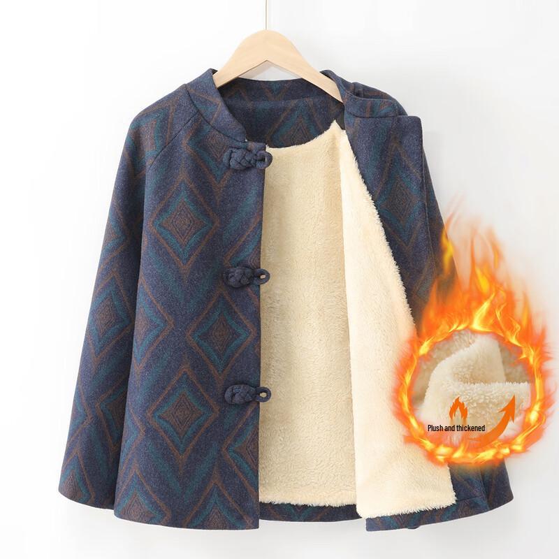 

Women s Plus Velvet Thickened Winter Wool Coat for Middle-Aged & Elderly L