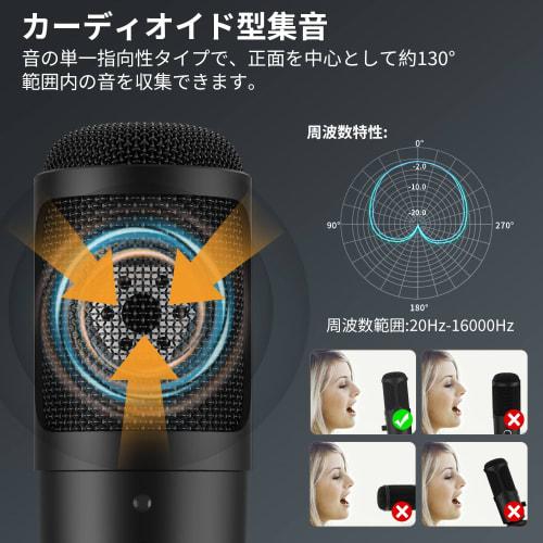 Faunow Condenser Microphone, USB Microphone for PC, Unidirectional, Desktop, Noise Reduction, Volume Control, Mute Button, LED Indicator Light, with M