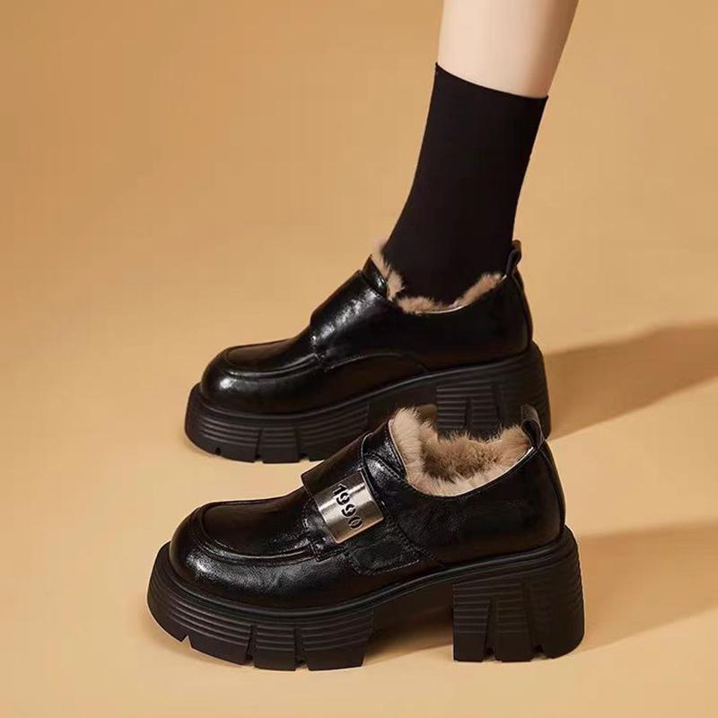Fashion Aphixta Brown Long Plush Warm Ankle Boots Furry Buckle Fashion Women Boots Slip On Black Winter Shoes Botas Mujer Botines