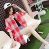 Women's Mid-length Plaid Shirt Long Loose Jacket Women's Sun Protection Clothing Large Size Loose Thin Jacket Ladies Long Chiffon Shirt