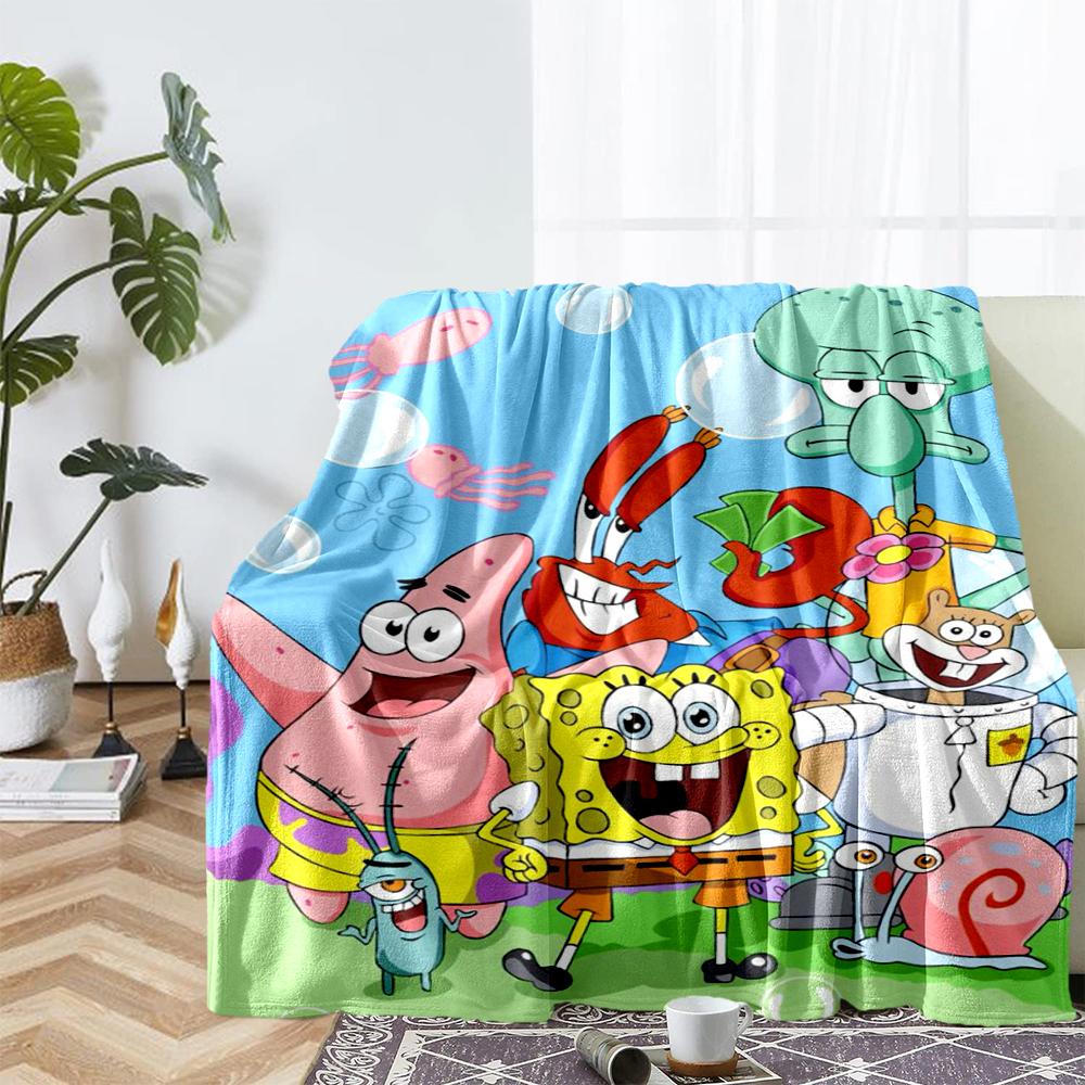 SpongeBob SquarePants Theme Printed Blanket - Perfect for Couch, Bed, Travel & Outdoor Use | Machine Washable, Cozy & Durable.