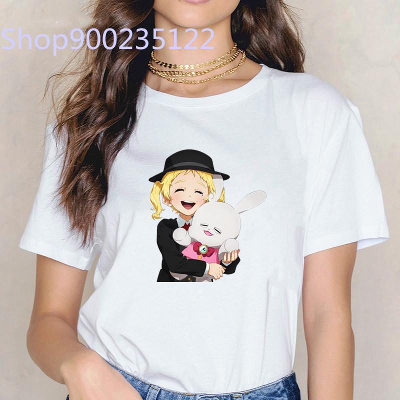 

The Promised Neverland Number T-Shirt Women Printed Japanese Anime Tee Tops Fashion Casual Women Clothes Summer T-Shirts Female XXXL білий