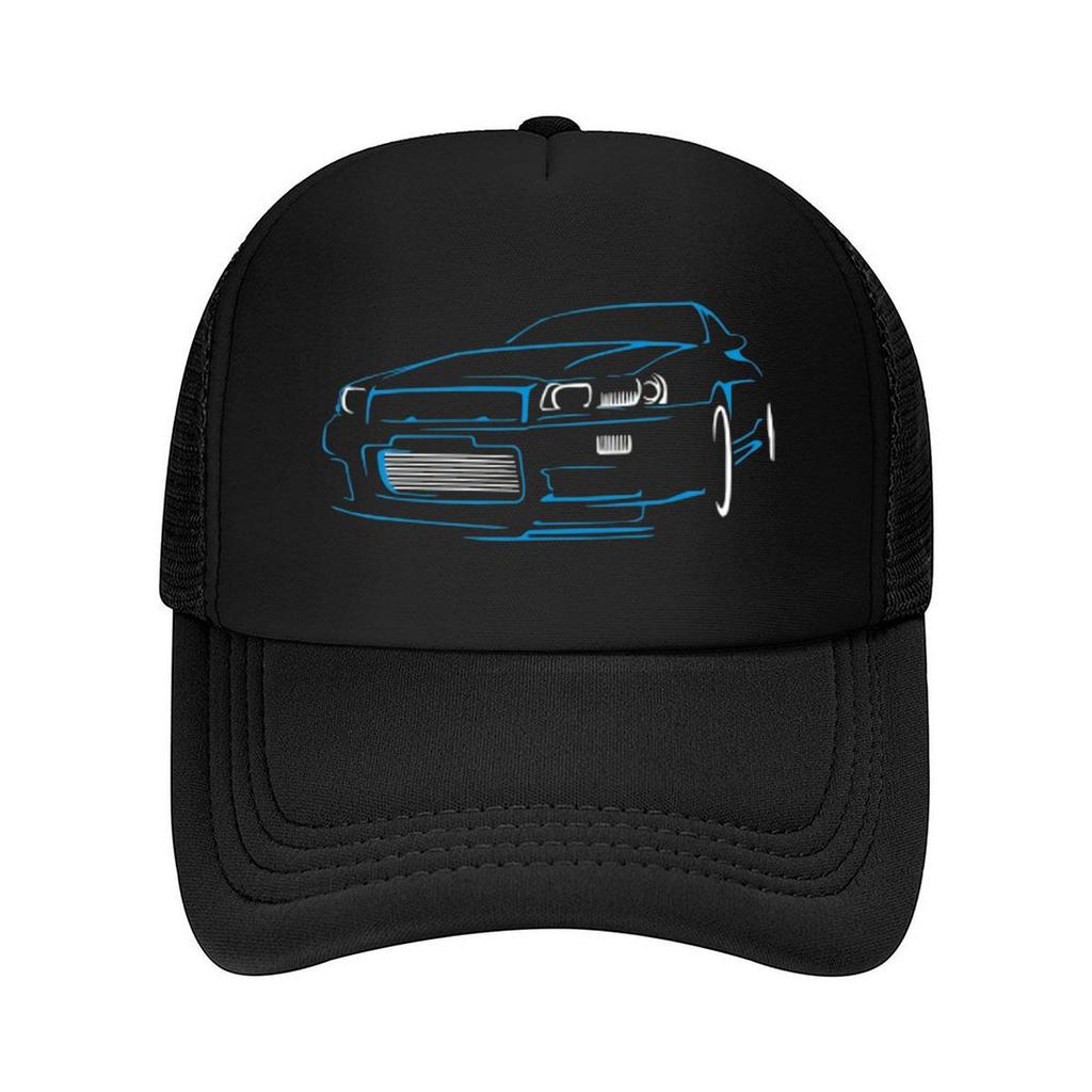 Blue Line Art Car Mesh Baseball Cap Casual Hat Outdoor For Womens Unisex FeUnisex
