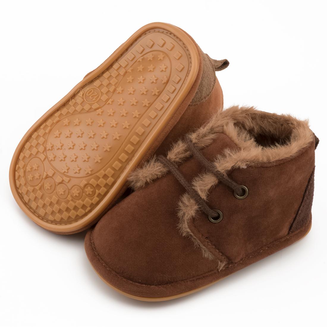 

Multicolor Lace Up Ankle Plush Snow Baby Booties Baby Boy Girl Shoes Anti-Slip Rubber Sole Toddler Winter Warm Crib Shoes 20