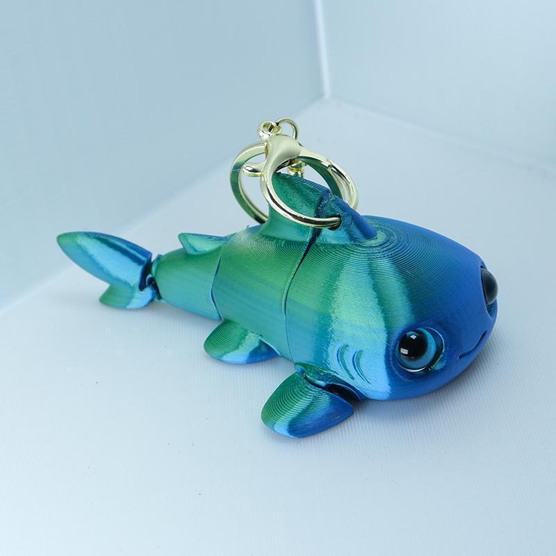 Q Version Small Shark Keychain: Exquisite Movable Bag Charm & Trendy Play Pendant