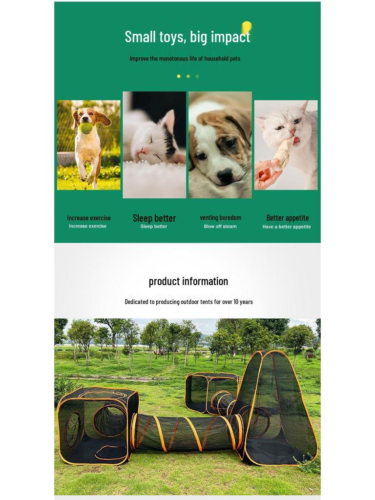 In-Stock Portable Pet Tent Set: 6-Piece Cage, Tunnel & Freely Assembled Fence for Cats and Dogs