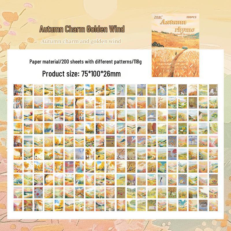 Yuezhen Four Seasons Memo Pad: Non-Adhesive Paper Journal with Stickers