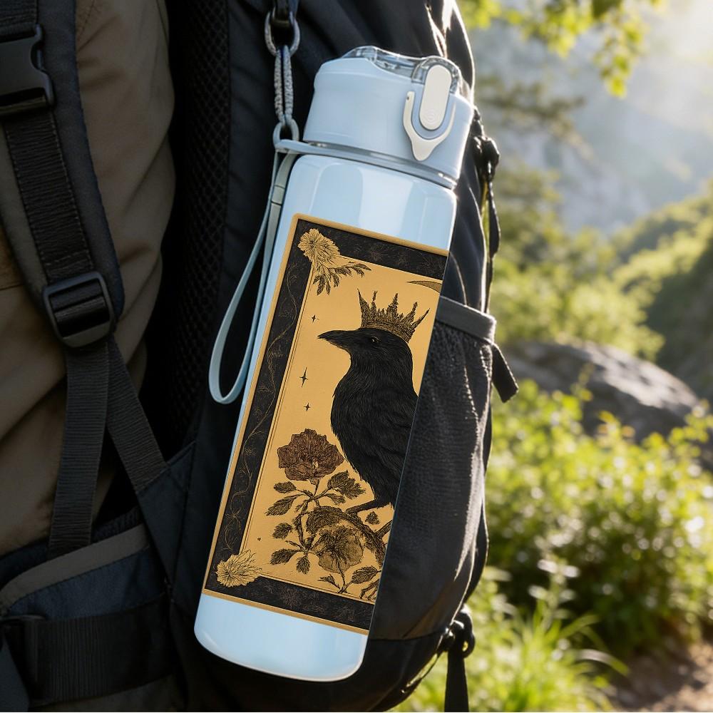 1PC Raven Moon Vintage Art 750ml Color Plastic Sports Water Bottle Leakproof Flip Straw Lid Suitable for Sports Office Home Use