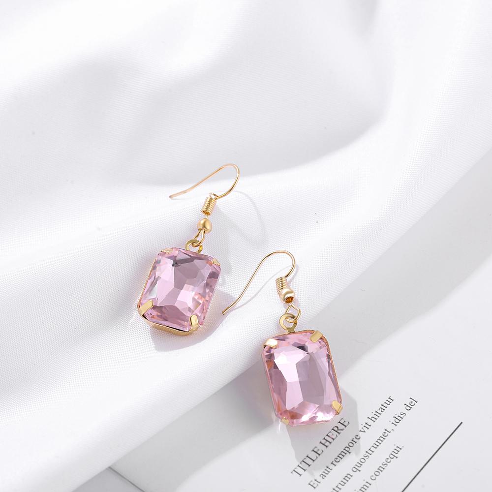 Transparent Resin Pendant Hanging Earring For Women Bohemia Trendy Geometric Square Acrylic Drop Dangle Earrings Wedding Zircon