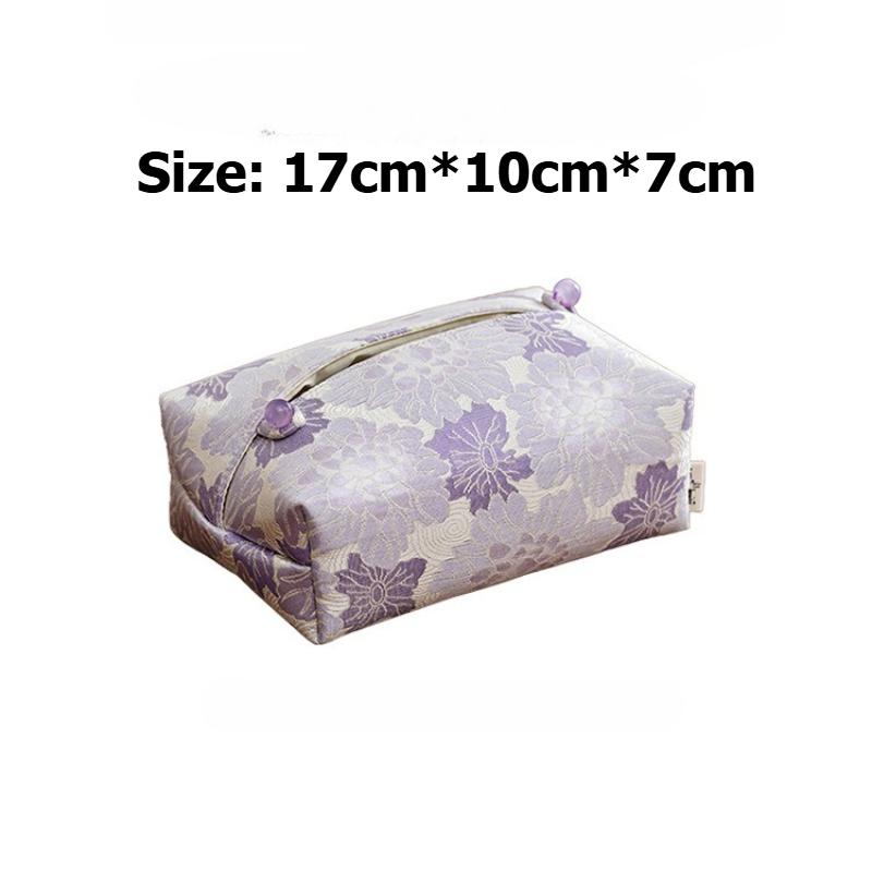 New Chinese Style Brocade Embroidered Tissue Box Cover, Elegant Decorative Tissue Holder for Living Room, Car & Home Tea Room
