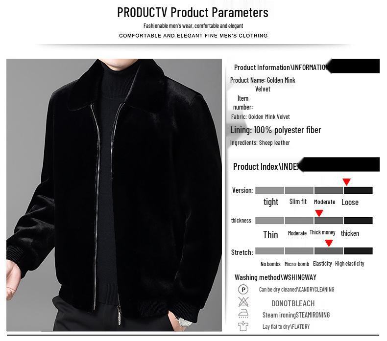 Men's Winter Faux Mink Coat 2025 - Warm, Thickened, Solid Color Lapel for Middle-Aged and Young Business Casual.