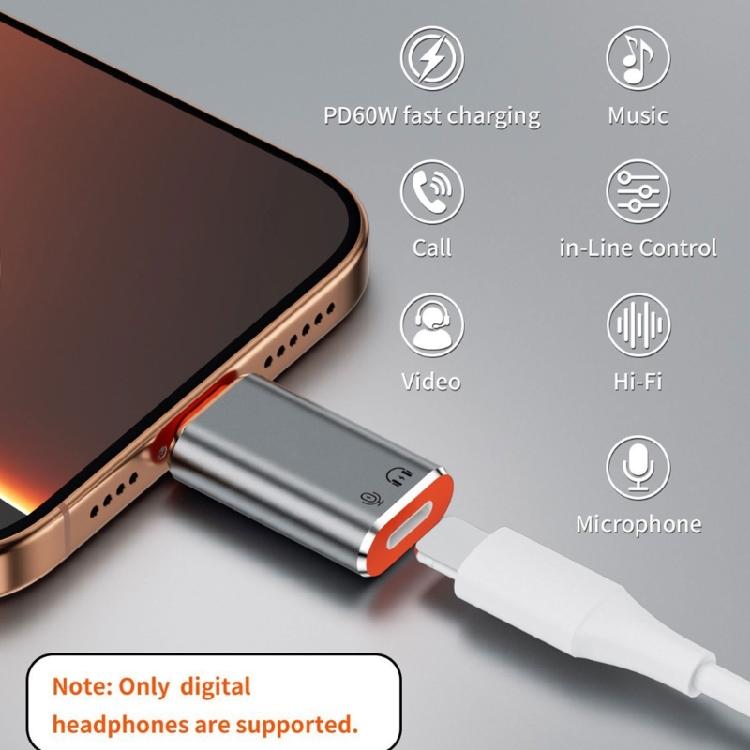 Portable  To Type C Adapter Enables Double Purpose Charging And Audios For Travel Users Support Call Video Mic