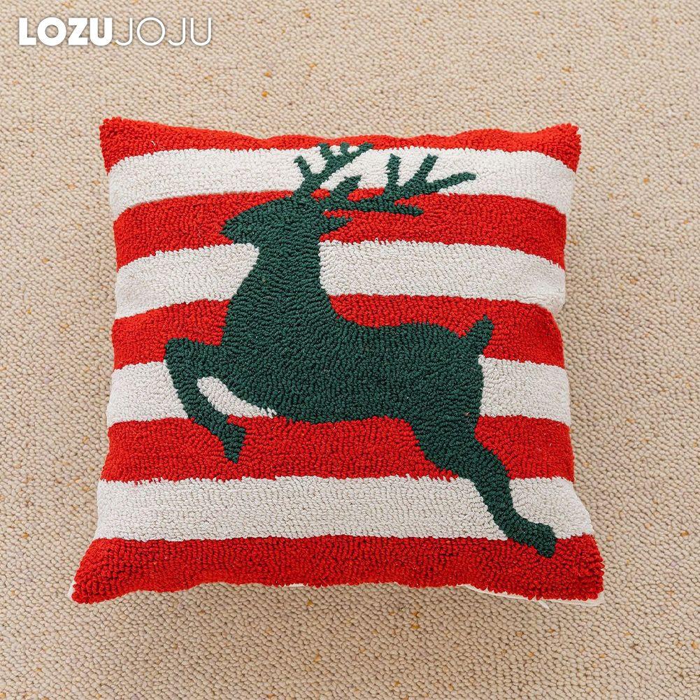 1PC LOZUJOJU Christmas Style Pillowcase Exquisite and Soft Embroidered Cushion Cover for Sofa Living Room Bedroom Home Decor Party Decorations