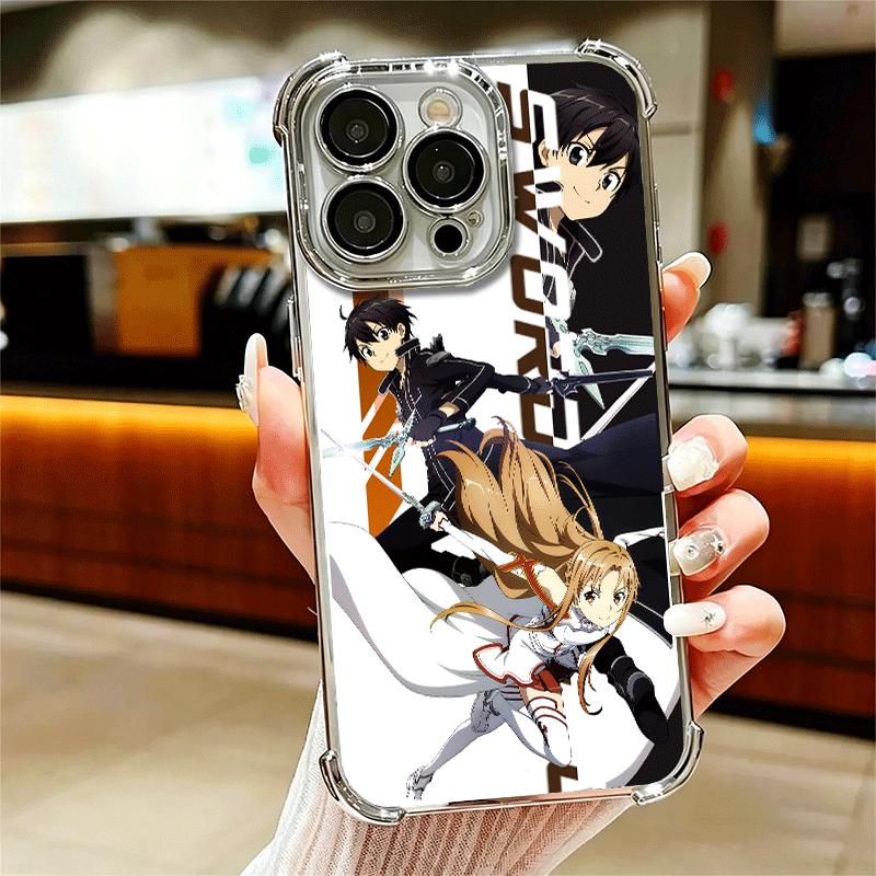 Anime Sword Art Online SAO Plating Phone Case For Iphone 16 17 Pro Max Air 16E 14 15 Plus 12 13 Mini Anti-Fall Airabag Cover
